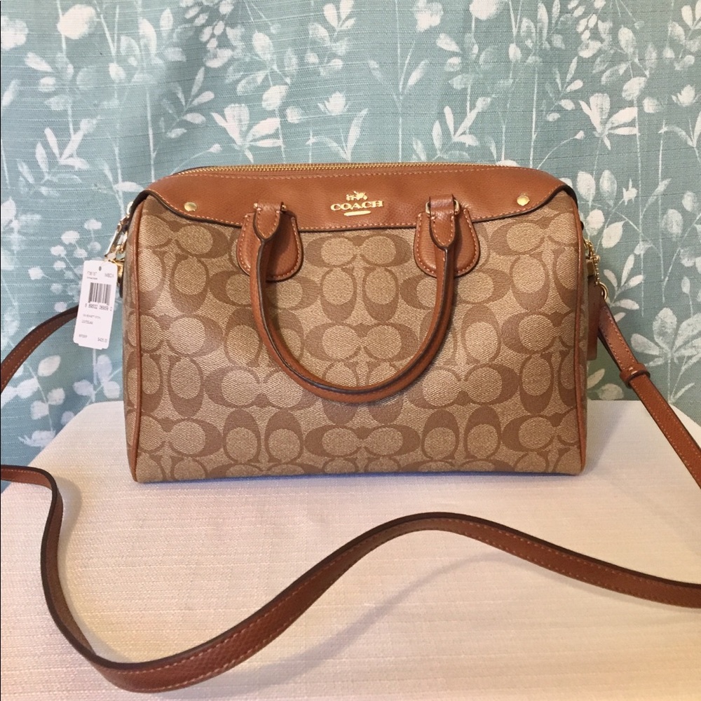 ❇️NWT-Auth Coach Bennett Lg Satchel Signature Khak
